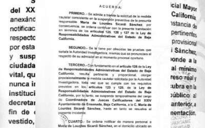 Suspende Sindicatura a Coordinadora de Jueces en Ensenada