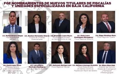 Nombran a nuevos titulares de Fiscalías y Unidades Especializadas de BC