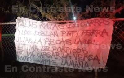 Cuelgan narcomanta en cerco de canchas deportivas de Ensenada