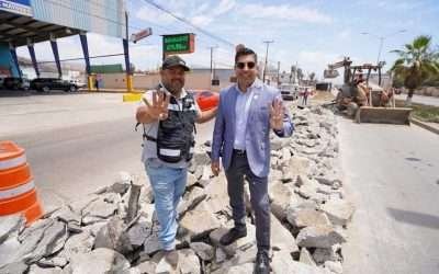 Reporta alcalde avances en reposición de losas en la Transpeninsular