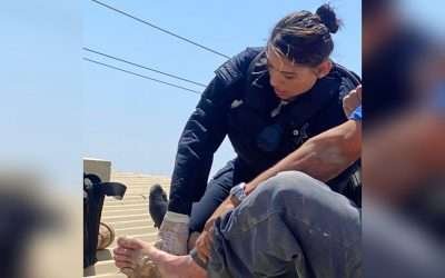 Brinda policía municipal primeros auxilios a hombre electrocutado