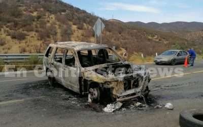 Inicia FGE investigación por auto incendiado en carretera libre Tijuana-Ensenada