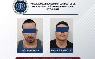 Logra FGE prisión preventiva para sujetos, por terrorismo y daños en propiedad ajena intencional