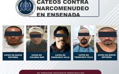 Caen 5 narcomenudistas tras cateos realizados por la FGE en Ensenada