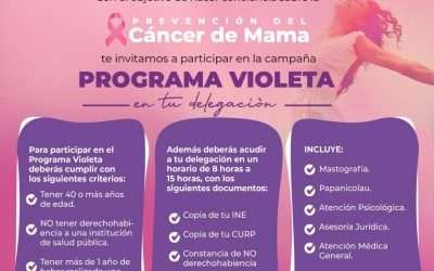 Beneficiarán a mujeres con mastografías mediante «Programa Violeta en tu Delegación»