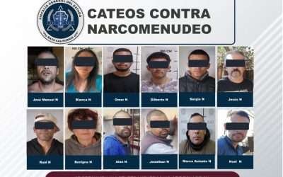 Captura FGE a 12 narcomenudistas durante cateos en Ensenada