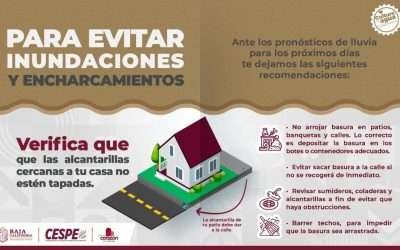 Emite CESPE recomendaciones para evitar inundaciones y encharcamientos