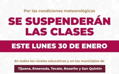 Suspenden clases, este lunes 30, en cinco municipios de BC por lluvias y nevadas