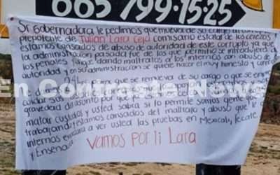 Colocan mantas amenazando a custodios de CERESOS de BC