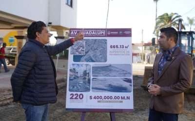 Supervisa alcalde pavimentación en Avenida Guadalupe