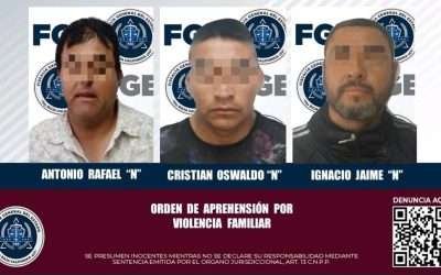Aprehenden agentes de la FGE a tres sujetos por violencia familiar
