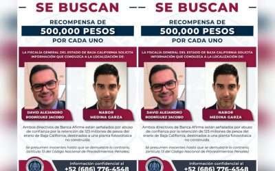 Ofrece FGE hasta 1 mdp por directivos de Banco Afirme prófugos de la justicia