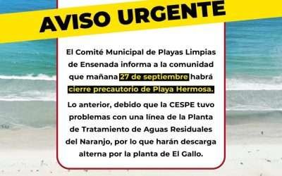 Advierten cierre de Playa Hermosa por descargas de aguas tratadas al mar
