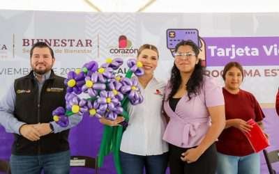 Refuerza Marina del Pilar apoyo a mujeres con tarjeta violeta