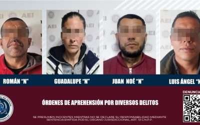 Aprehenden agentes de la FGE a cuatro personas por robos e incumplir con manutención