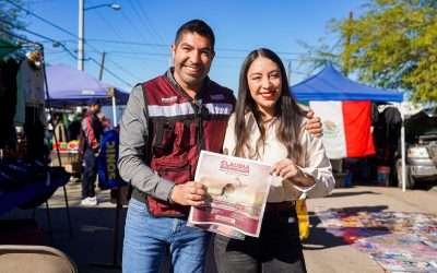 Comparten Armando Ayala y Julieta Ramírez con comerciantes mexicalenses el trabajo de la 4T