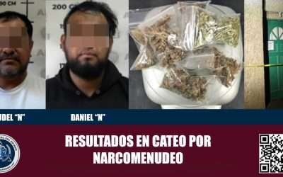 Tras cateo aseguran agentes de la FGE a narcomenudistas de Granjas El Gallo