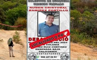 Confirman localización sin vida de hombre desaparecido en Ensenada