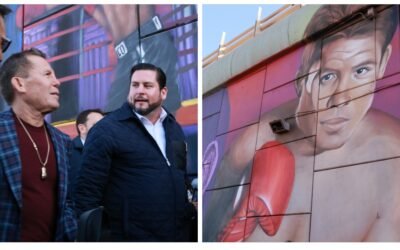 Reconoce alcalde Ismael Burgueño a Julio César Chávez con mural de 900 mts.