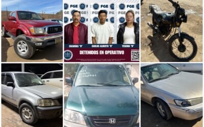 Recuperan agentes de la FGE cinco autos robados y detienen a tres personas