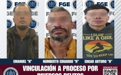 Logra FGE vinculación a proceso para tres sujetos por violencia familiar, daños y por incumplir con pensión