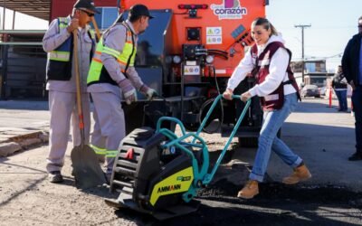 Equipa Marina del Pilar programa ¨ Calles Seguras, Familias Seguras¨ con nueva maquina de bacheo