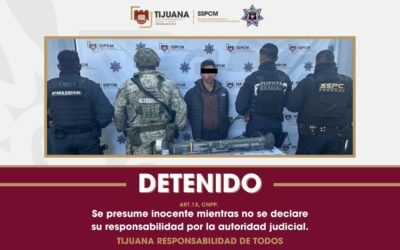Detiene Policía Municipal de Tijuana a objetivo prioritario en posesión de lanza cohete