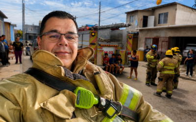 Rescató Bombero a tres menores tras conato de incendio en vivienda