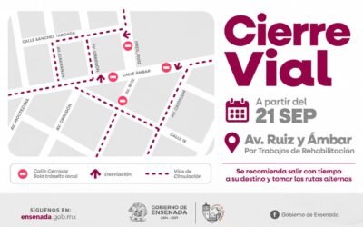Cerrarán temporalmente cruce de Av. Ruiz y Ámbar por trabajos de rehabilitación